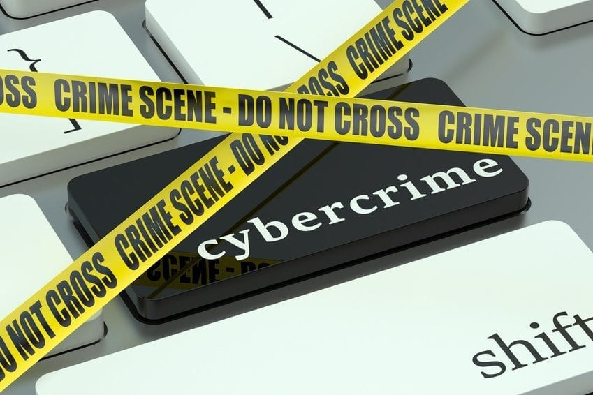 Cybercrime concept, on the computer keyboard