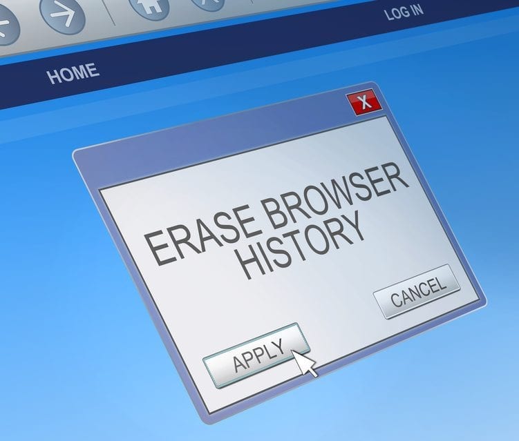 Delete browsing history concept.